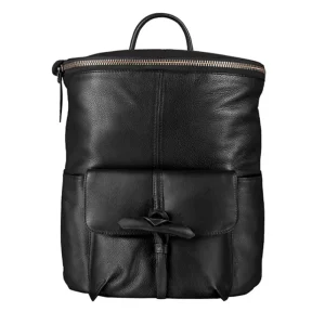 Distressed Black Leather Backpack Bag For Men Women