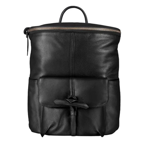 Distressed Black Leather Backpack Bag For Men Women