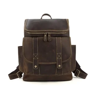 Slim Genuine Leather Backpack Brown Bag