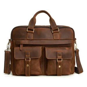 Vintage Dark Brown Large Leather Messenger Bag