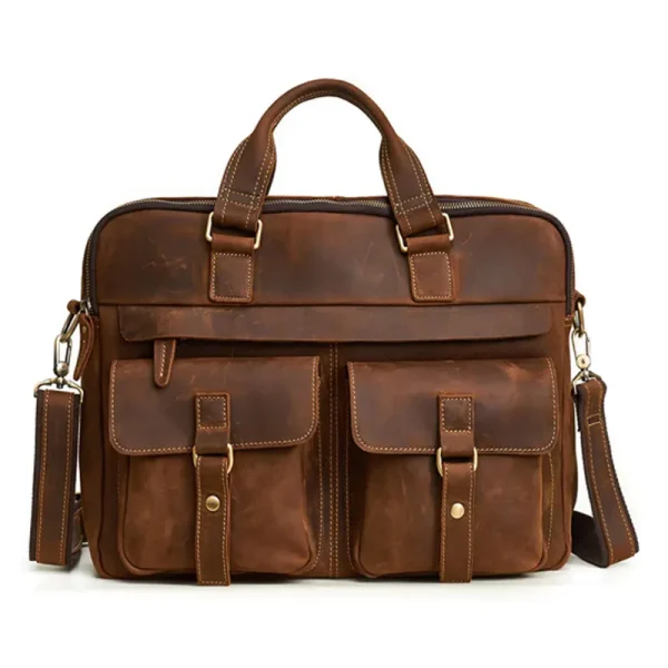 Vintage Dark Brown Large Leather Messenger Bag