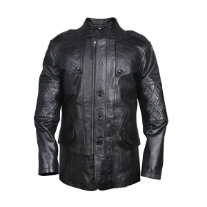 Classical Biker Retro Genuine Leather Pea Coat