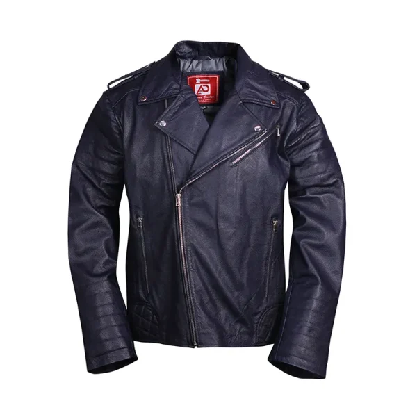 Men’s Casual Cafe Biker Black Leather Jacket