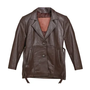Men's Chocolate Brown Genuine Leather Blazer