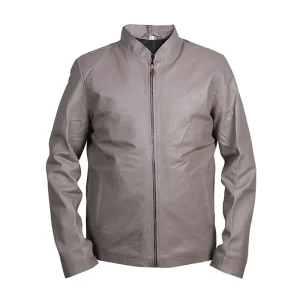 Men’s Grey Cafe Racer Leather Jacket