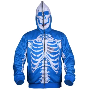 Mens Skeleton Bones Skull hooded Sweatshirt