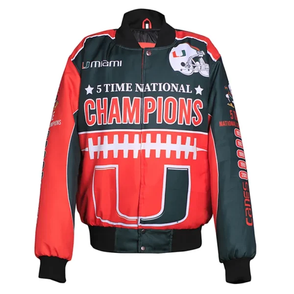 Miami Hurricanes 5 Time Football National Champions Jacket