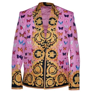 Versace Butterflies Printed Cropped Satin coat