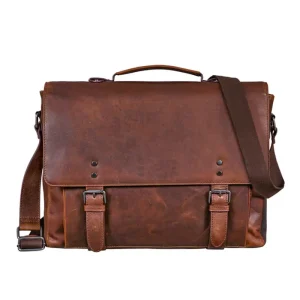 Vintage Brown Business Leather Bag For Men
