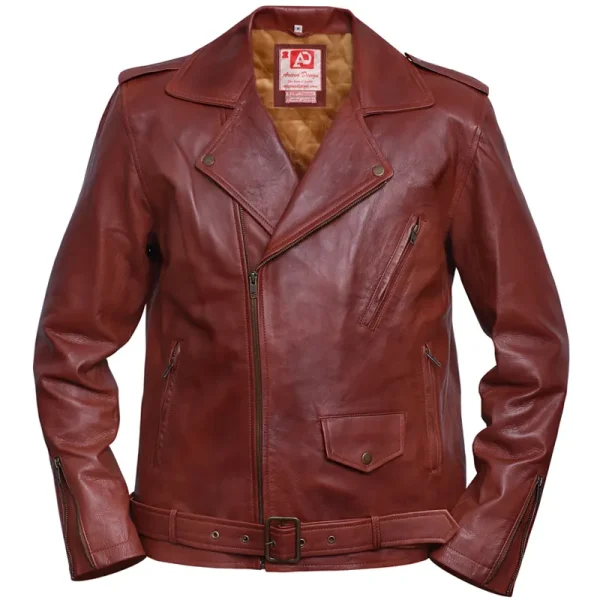 Men's Brando Motorcycle Brown Leather Jacket