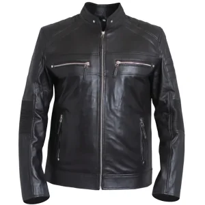Men's Cafe Racer Black Classic Biker Leather Jacket