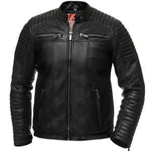Men's Vintage Retro Faux Antique Spider Biker Leather Jacket