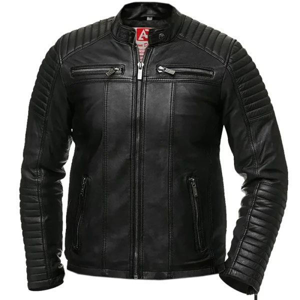Men's Vintage Retro Faux Antique Spider Biker Leather Jacket