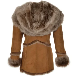Brown shearling Leather Overcoat