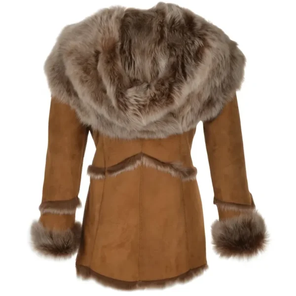 Brown shearling Leather Overcoat