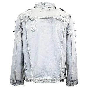 Distressed Light Indigo Denim Jean Jacket