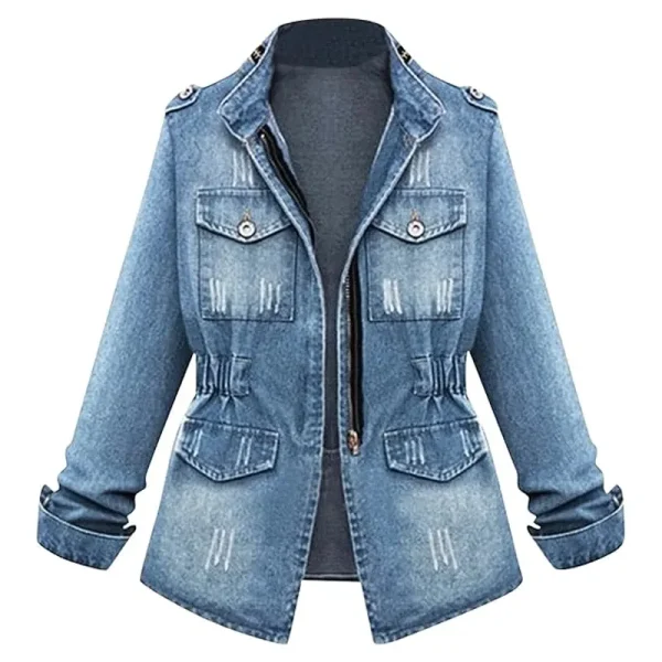 Ladies Casual Oversize Jean Chain Jacket