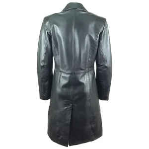 Genuine Leather Black Trench Coat