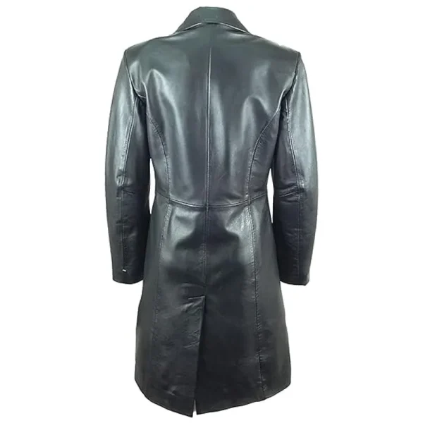 Genuine Leather Black Trench Coat