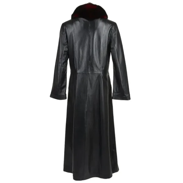 Long Length Real Leather Trench Coat