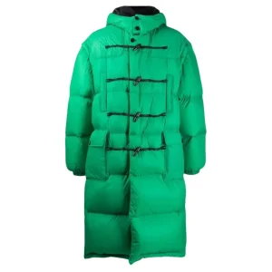 Oversized-Green-Puffer-Trench-Coat