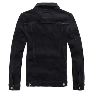 Slim Fit Motorcycle Denim Black Jacket