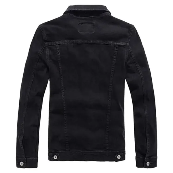 Slim Fit Motorcycle Denim Black Jacket