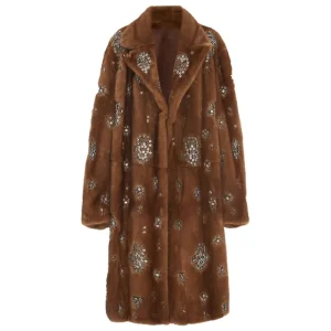 Vintage Brown Shearling Long Coat
