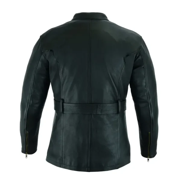 Vintage Cafe Racer Retro Distressed Biker Leather Overcoat