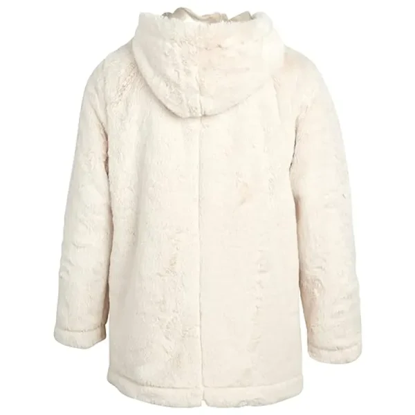White Fashion Natural Real Fur Hooded Coat