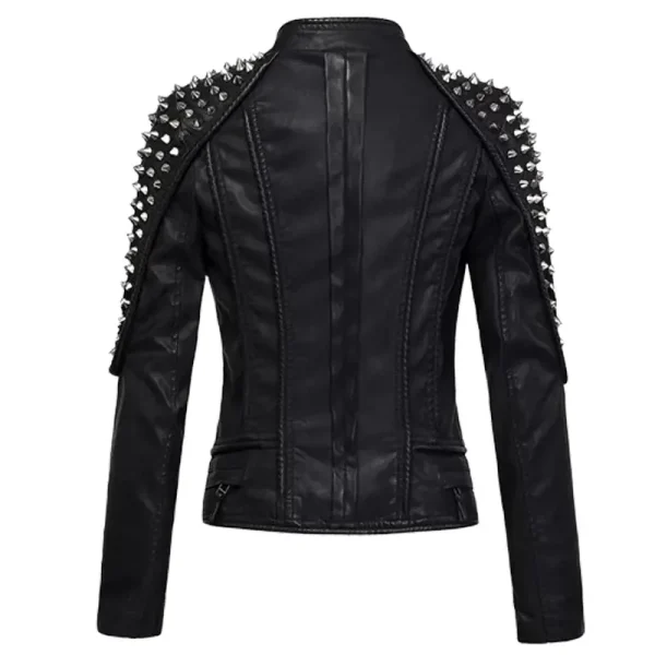 Women’s Black Punk Leather Moto Jacket