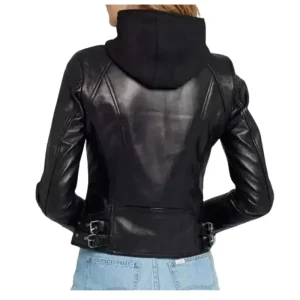 Women’s Leather Hooded Jacket