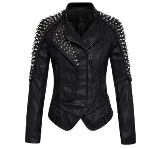 Women’s Punk Stylish Studded Leather Jacket