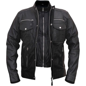 Men’s Cafe Racer Leather Black Jacket DESIGN FBM