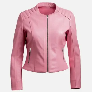Women's Pink Biker Leather Jacket