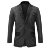 Men Black Quilted Leather Blazer