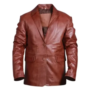 Men's Slim fit Brown Leather Blazer